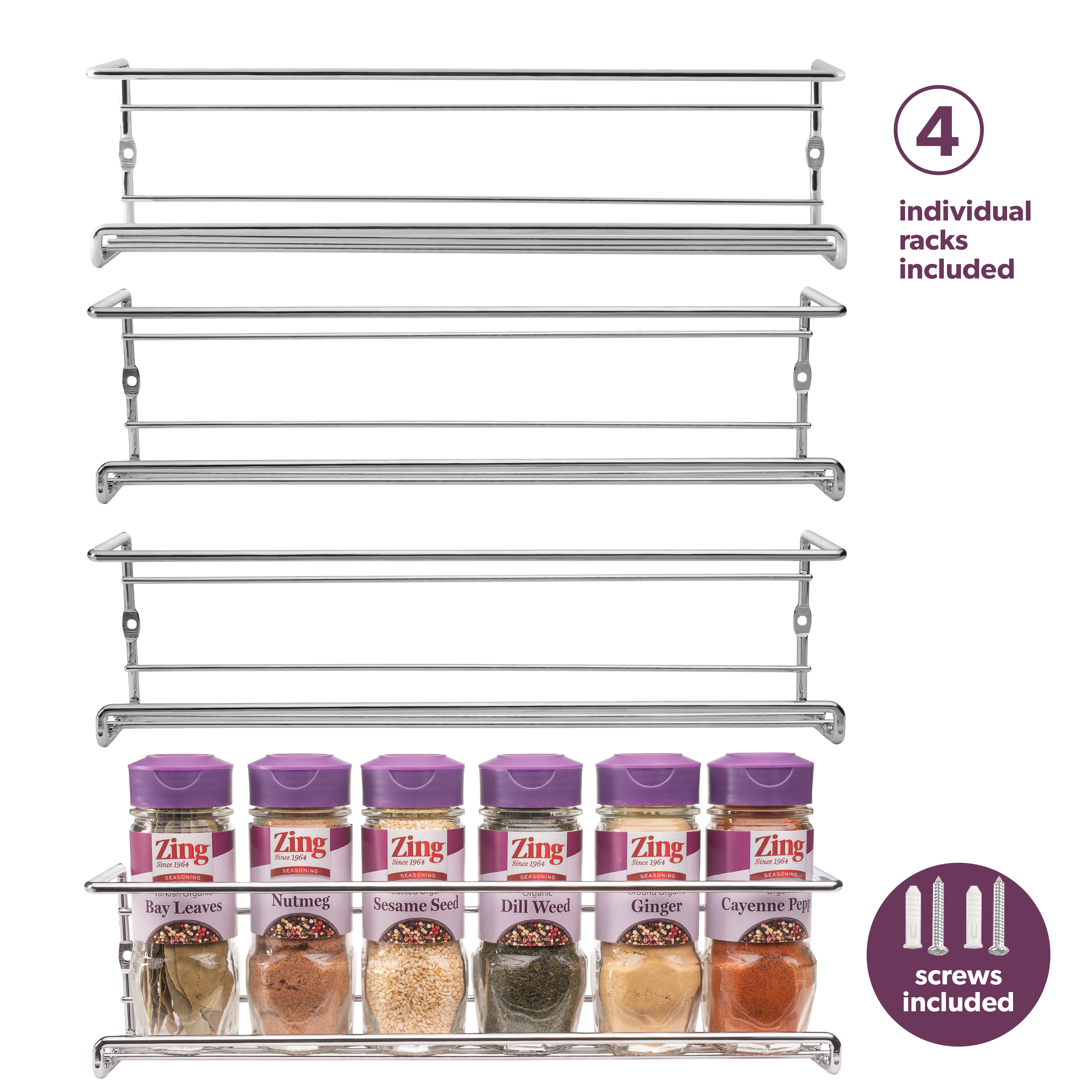 Details about   SWOMMOLY Wall Mount Spice Rack 6 Pack Large-capacity Spice Racks Stackable Fol 